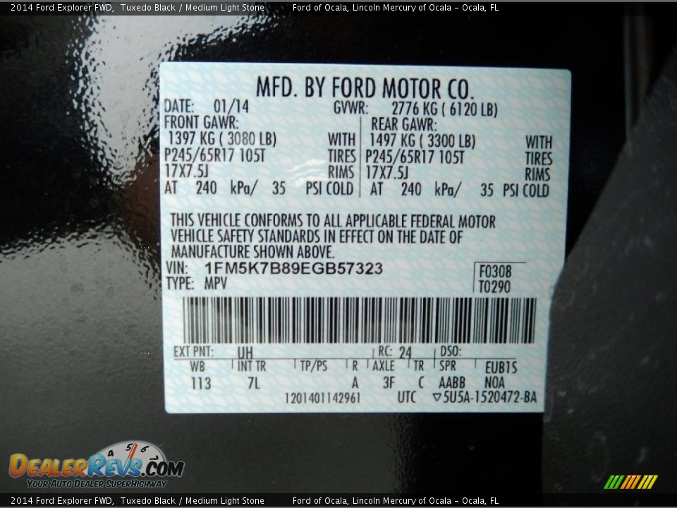 2014 Ford Explorer FWD Tuxedo Black / Medium Light Stone Photo #13