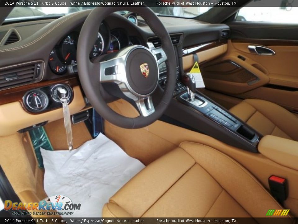 2014 Porsche 911 Turbo S Coupe White / Espresso/Cognac Natural Leather Photo #11