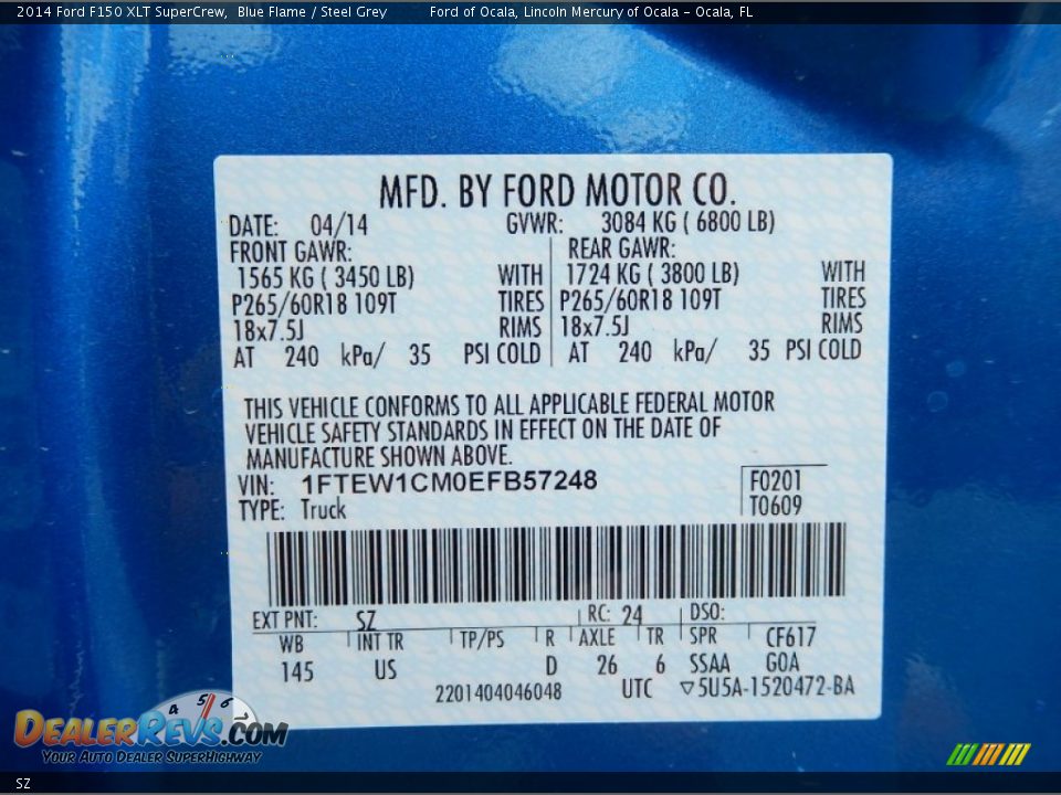 Ford Color Code SZ Blue Flame