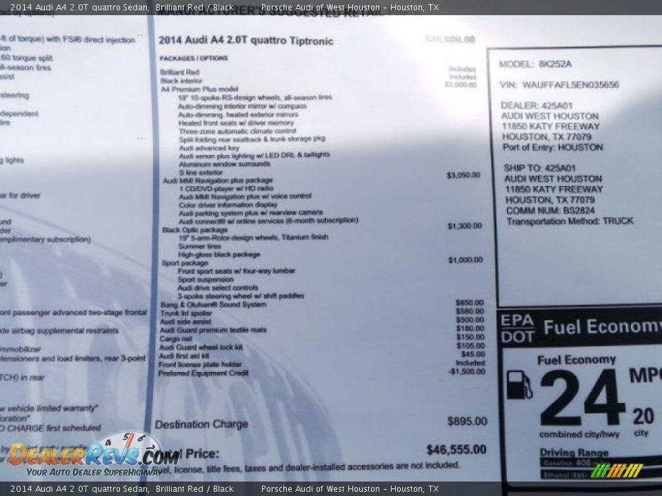 2014 Audi A4 2.0T quattro Sedan Brilliant Red / Black Photo #32
