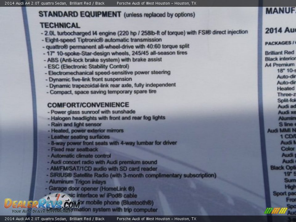 2014 Audi A4 2.0T quattro Sedan Brilliant Red / Black Photo #33