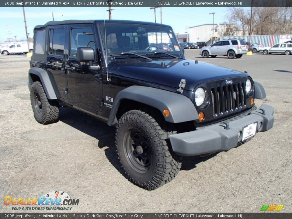 2008 Jeep Wrangler Unlimited X 4x4 Black / Dark Slate Gray/Med Slate Gray Photo #3