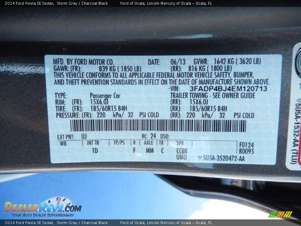 2014 Ford Fiesta SE Sedan Storm Gray / Charcoal Black Photo #13