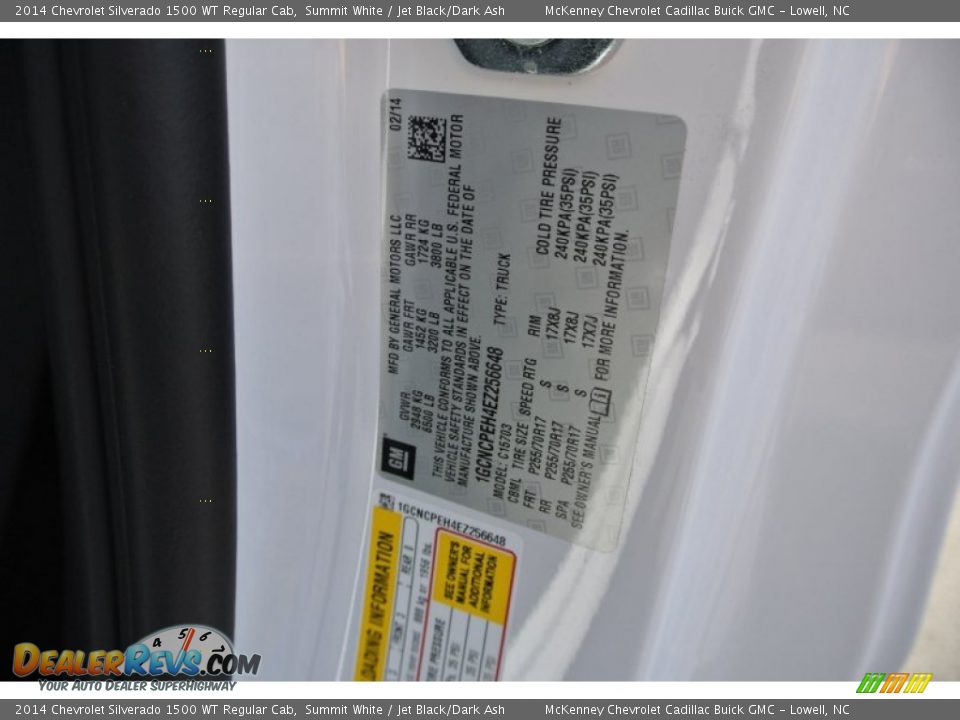 2014 Chevrolet Silverado 1500 WT Regular Cab Summit White / Jet Black/Dark Ash Photo #7