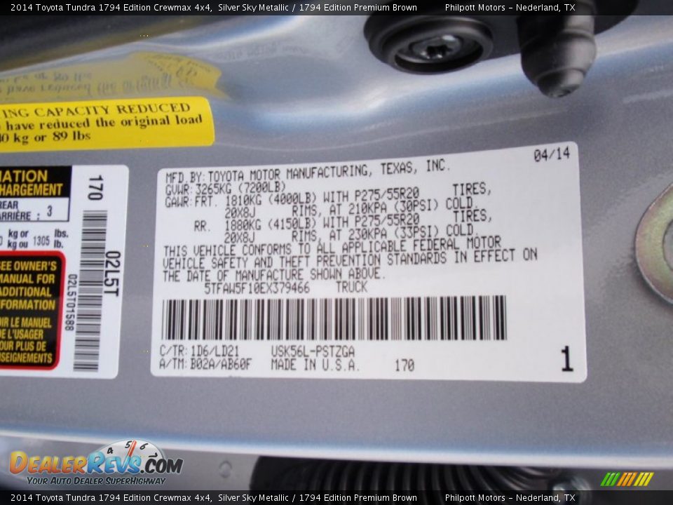2014 Toyota Tundra 1794 Edition Crewmax 4x4 Silver Sky Metallic / 1794 Edition Premium Brown Photo #33