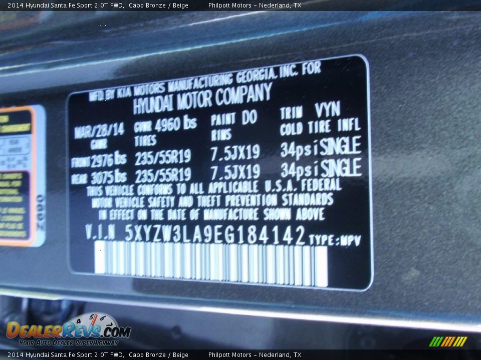 2014 Hyundai Santa Fe Sport 2.0T FWD Cabo Bronze / Beige Photo #36