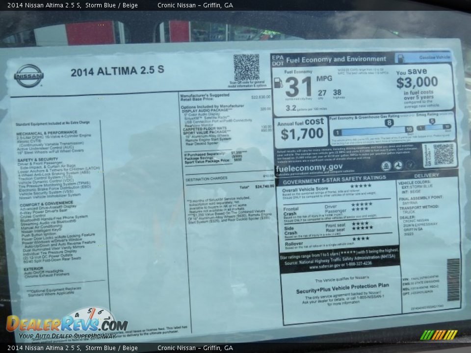 2014 Nissan Altima 2.5 S Storm Blue / Beige Photo #12