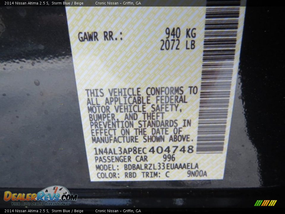 2014 Nissan Altima 2.5 S Storm Blue / Beige Photo #17