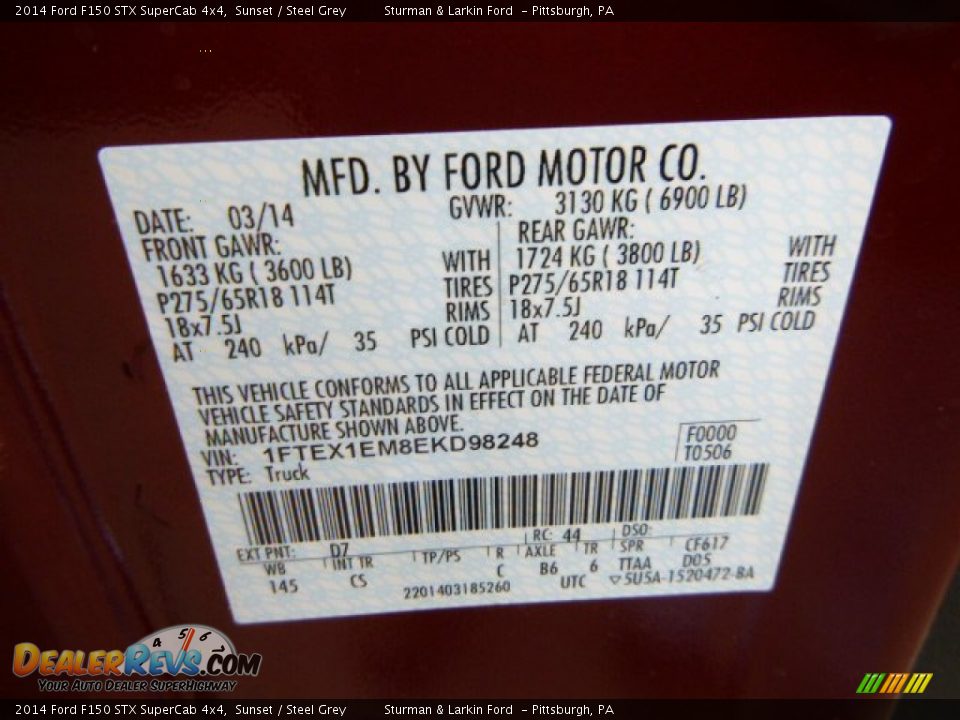 2014 Ford F150 STX SuperCab 4x4 Sunset / Steel Grey Photo #14