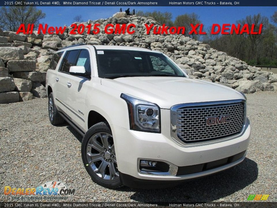 2015 GMC Yukon XL Denali 4WD White Diamond Tricoat / Denali Cocoa/Dark Atmosphere Photo #1