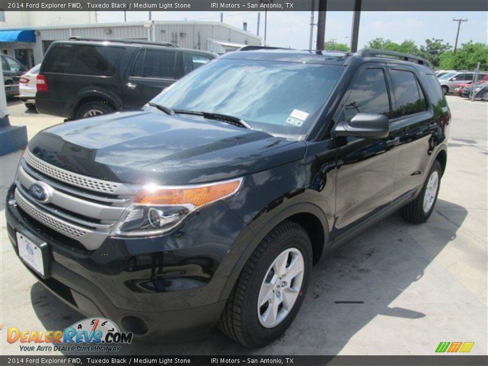 2014 Ford Explorer FWD Tuxedo Black / Medium Light Stone Photo #1