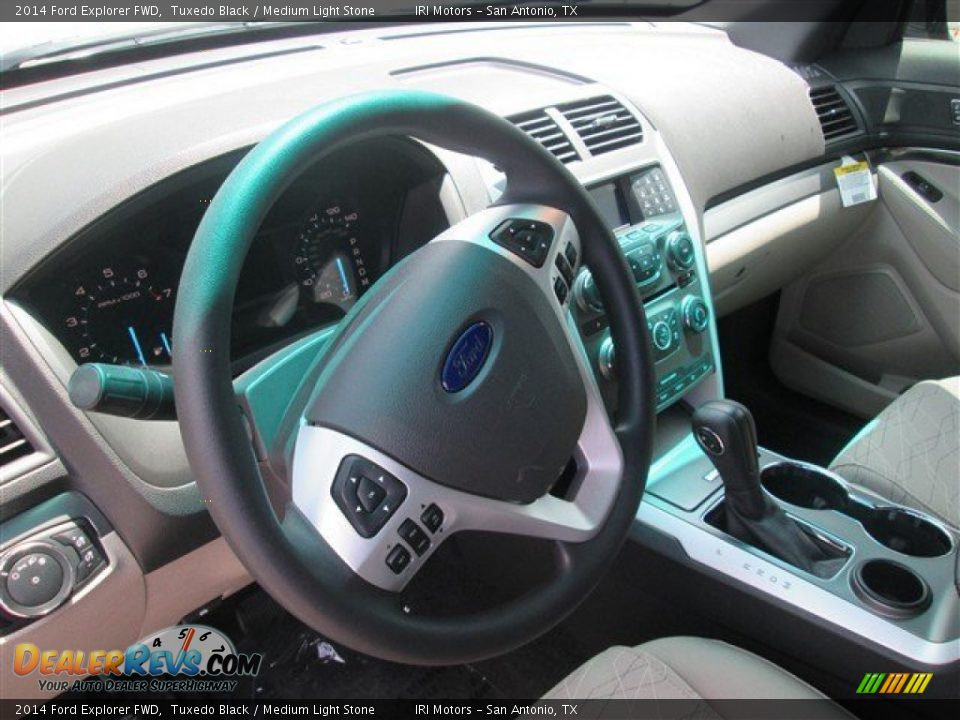 2014 Ford Explorer FWD Tuxedo Black / Medium Light Stone Photo #9