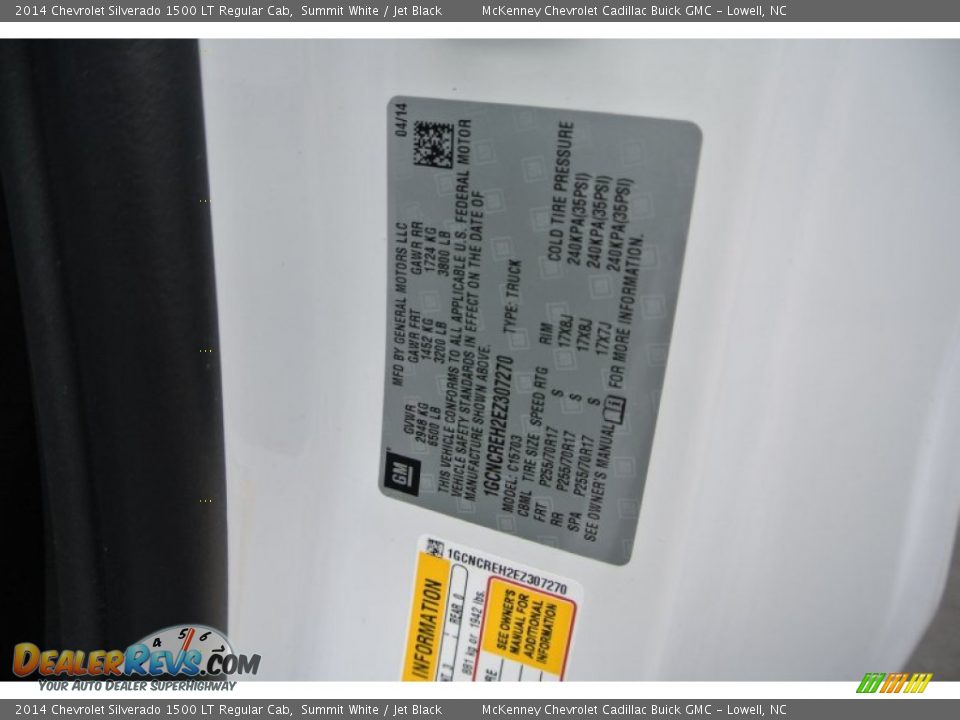 2014 Chevrolet Silverado 1500 LT Regular Cab Summit White / Jet Black Photo #7
