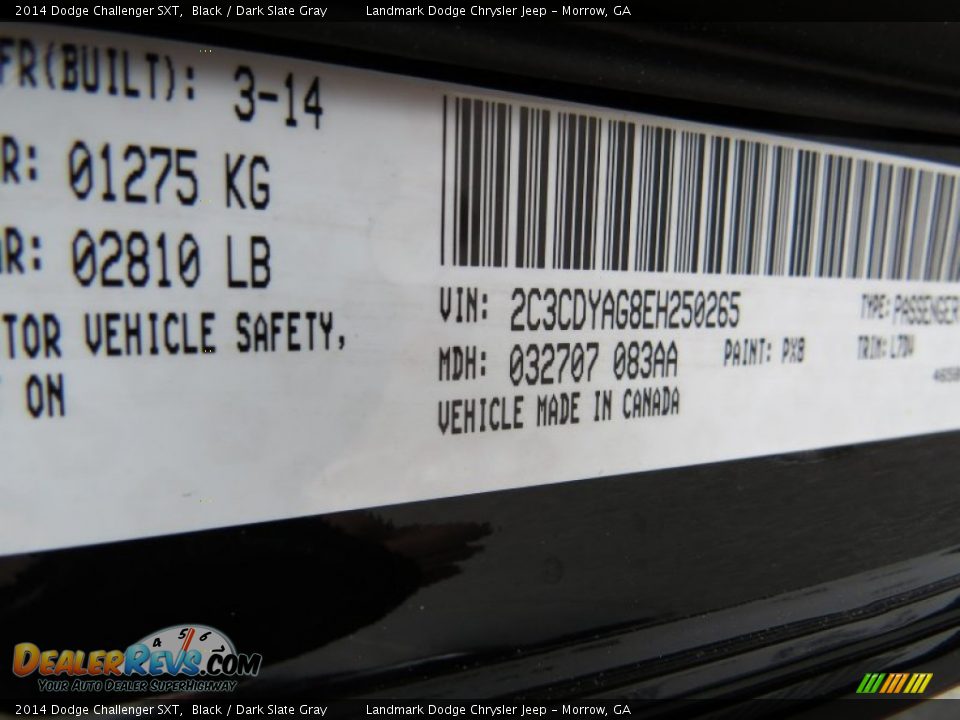 2014 Dodge Challenger SXT Black / Dark Slate Gray Photo #9