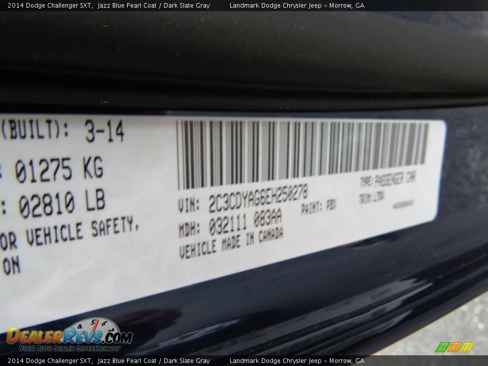 2014 Dodge Challenger SXT Jazz Blue Pearl Coat / Dark Slate Gray Photo #9