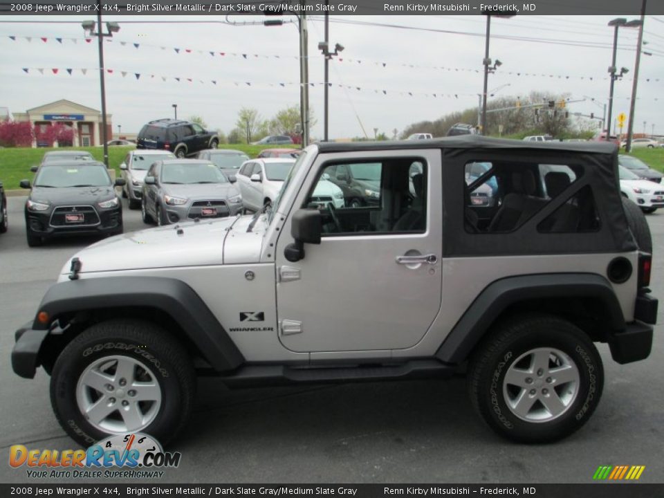 2008 Jeep Wrangler X 4x4 Bright Silver Metallic / Dark Slate Gray/Medium Slate Gray Photo #4