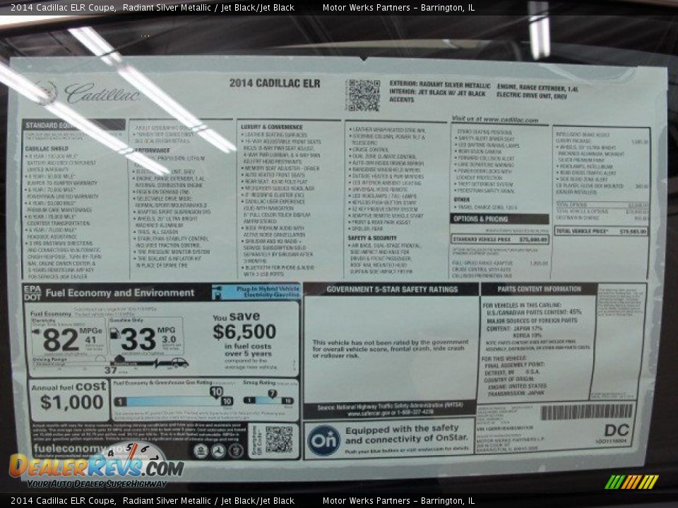 2014 Cadillac ELR Coupe Window Sticker Photo #19