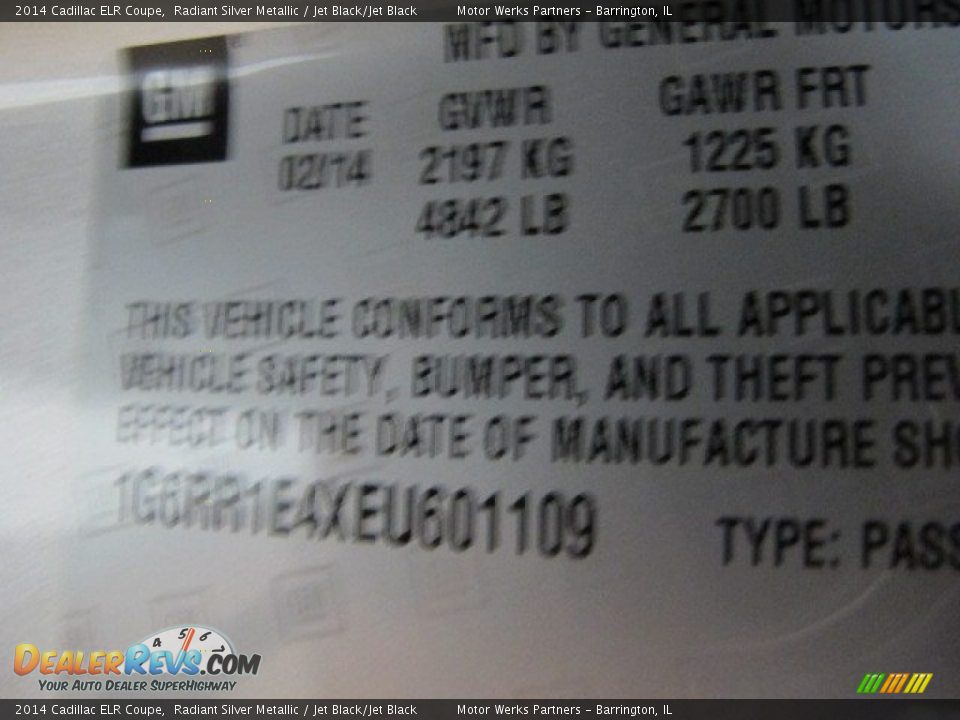 2014 Cadillac ELR Coupe Radiant Silver Metallic / Jet Black/Jet Black Photo #20