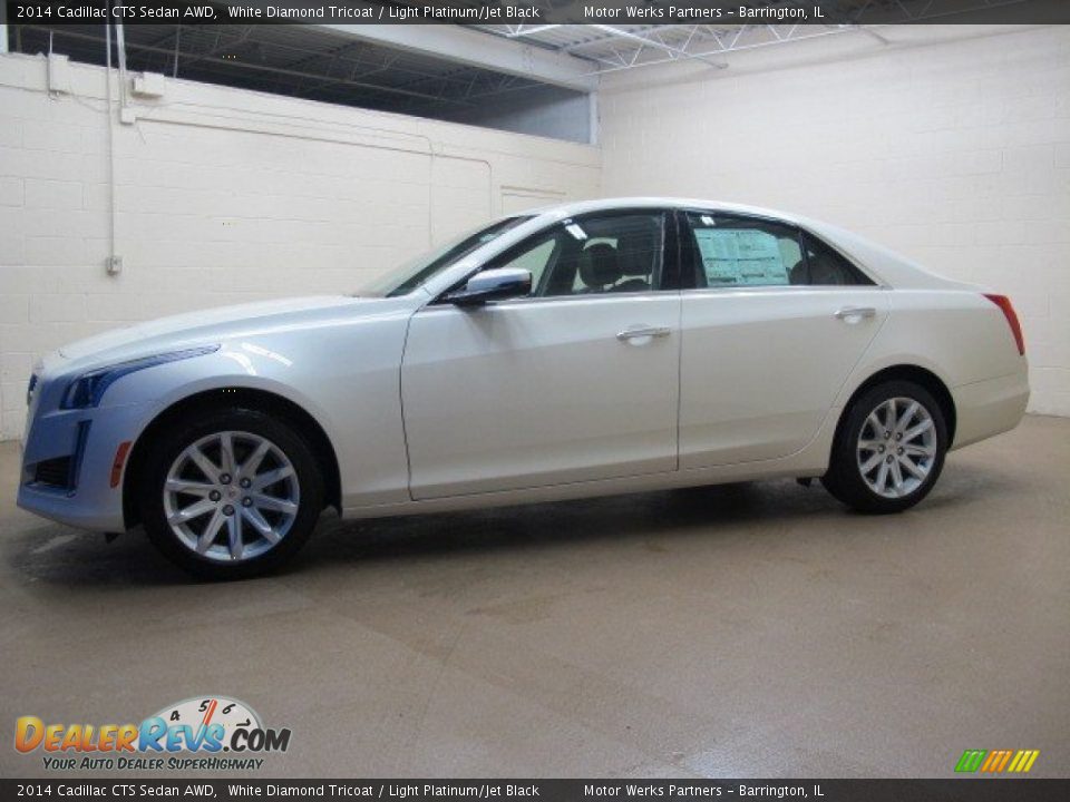 2014 Cadillac CTS Sedan AWD White Diamond Tricoat / Light Platinum/Jet Black Photo #4