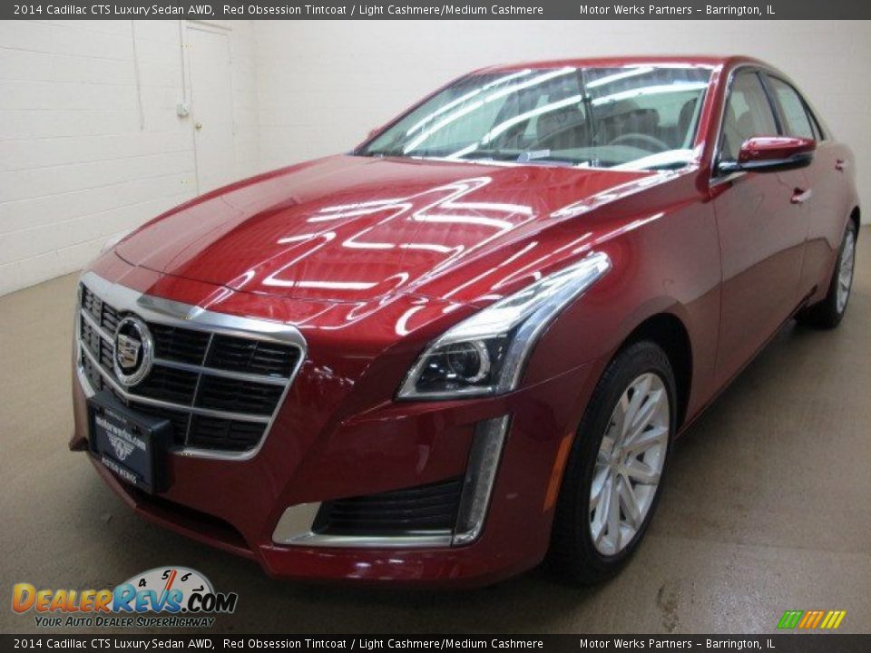 2014 Cadillac CTS Luxury Sedan AWD Red Obsession Tintcoat / Light Cashmere/Medium Cashmere Photo #3