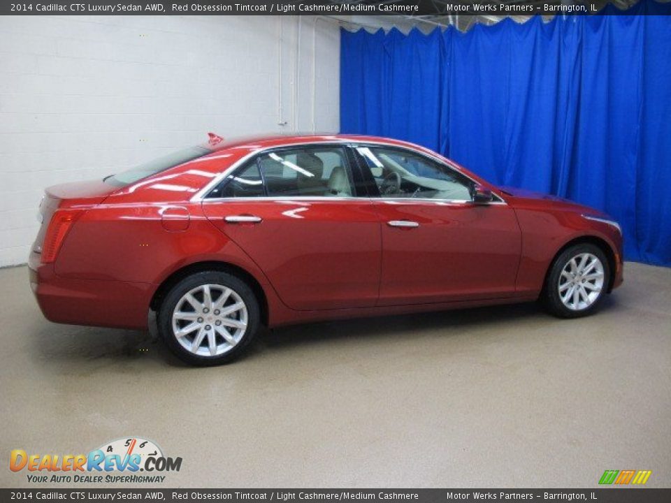 2014 Cadillac CTS Luxury Sedan AWD Red Obsession Tintcoat / Light Cashmere/Medium Cashmere Photo #8