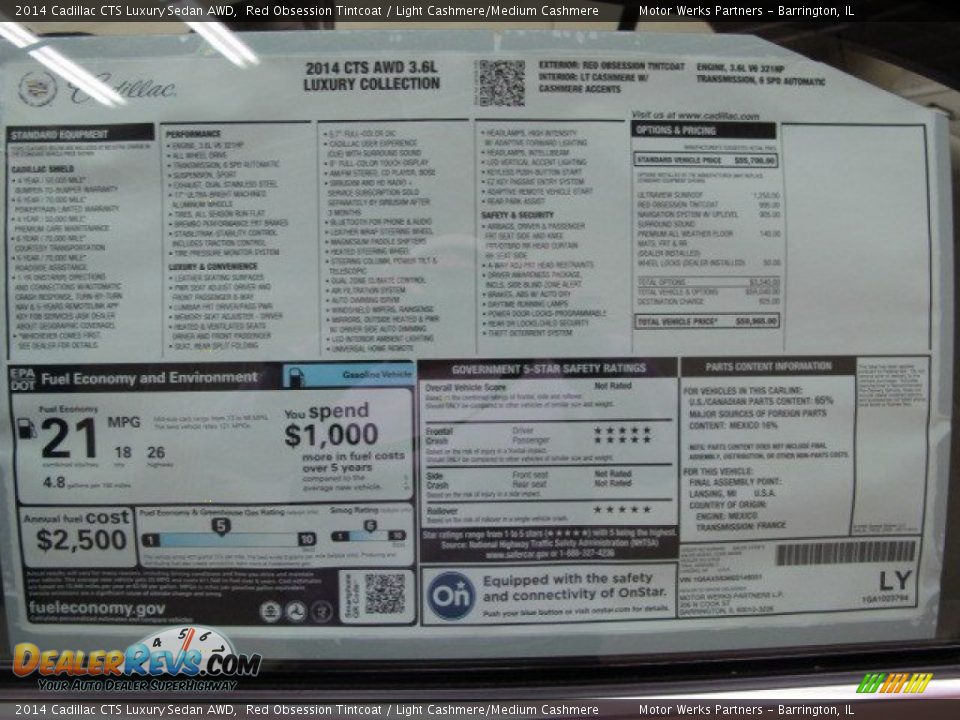 2014 Cadillac CTS Luxury Sedan AWD Red Obsession Tintcoat / Light Cashmere/Medium Cashmere Photo #22