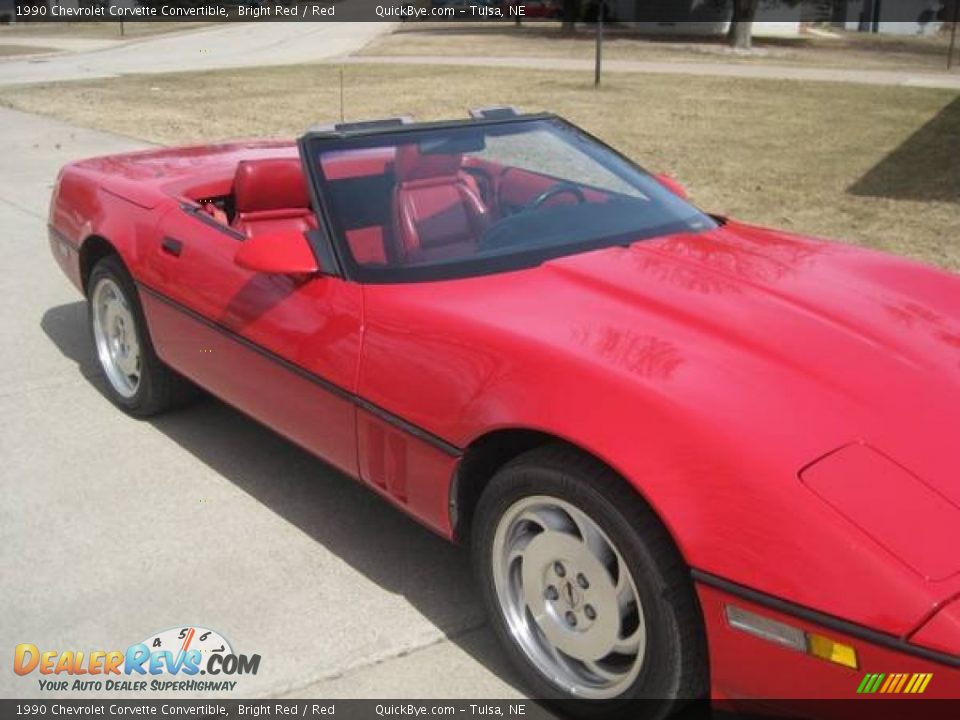 1990 Chevrolet Corvette Convertible Bright Red / Red Photo #3
