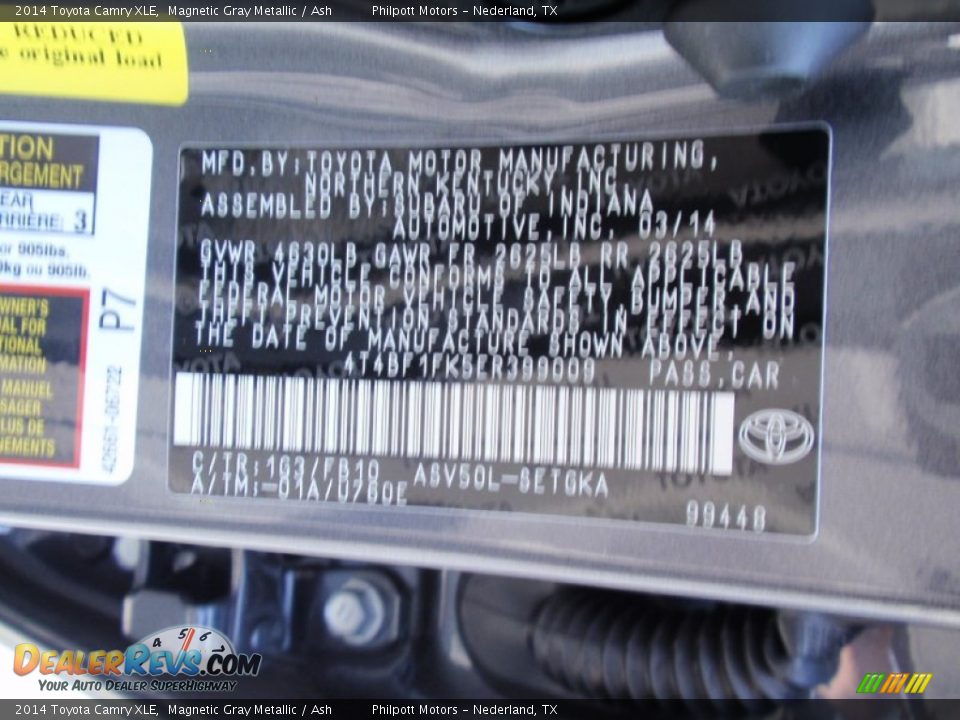 2014 Toyota Camry XLE Magnetic Gray Metallic / Ash Photo #33