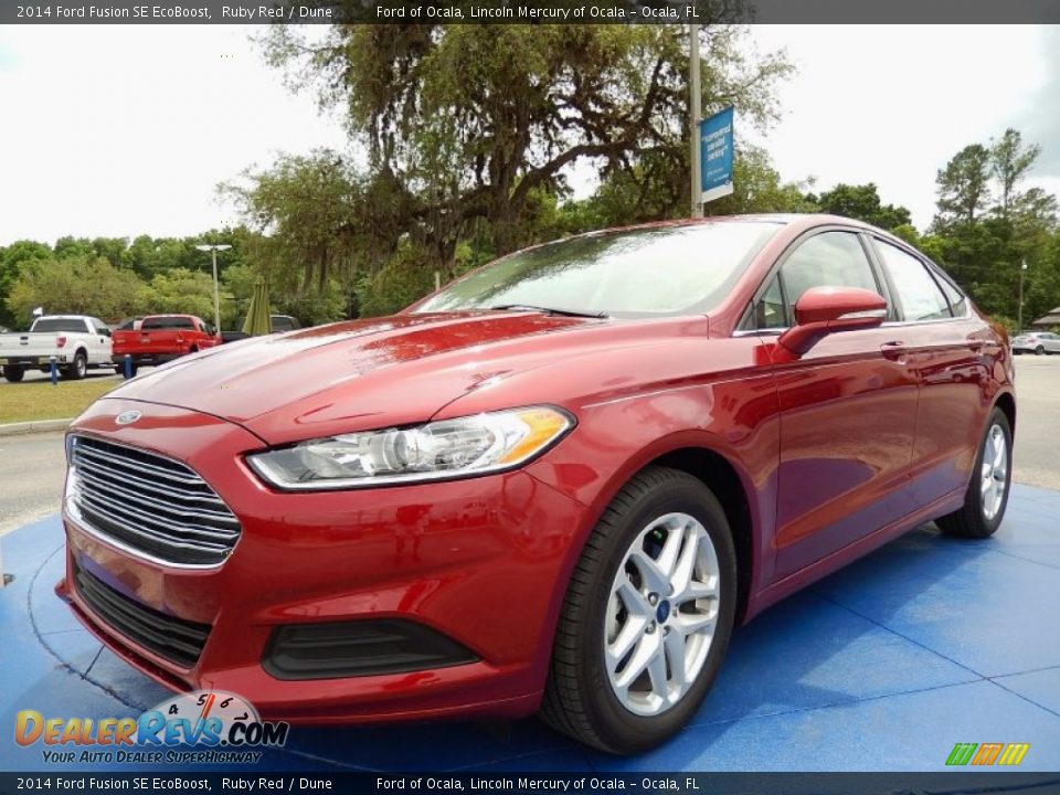 2014 Ford Fusion SE EcoBoost Ruby Red / Dune Photo #1