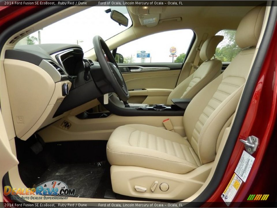 2014 Ford Fusion SE EcoBoost Ruby Red / Dune Photo #6