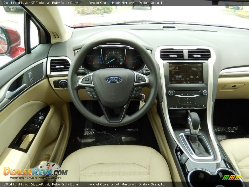 2014 Ford Fusion SE EcoBoost Ruby Red / Dune Photo #8