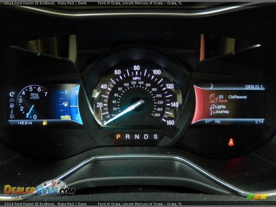 2014 Ford Fusion SE EcoBoost Ruby Red / Dune Photo #9