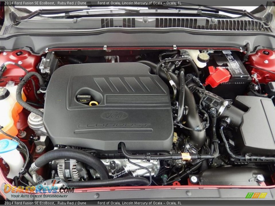 2014 Ford Fusion SE EcoBoost Ruby Red / Dune Photo #11
