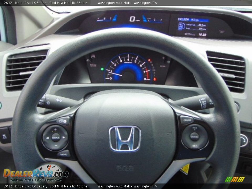 2012 Honda Civic LX Sedan Cool Mist Metallic / Stone Photo #16