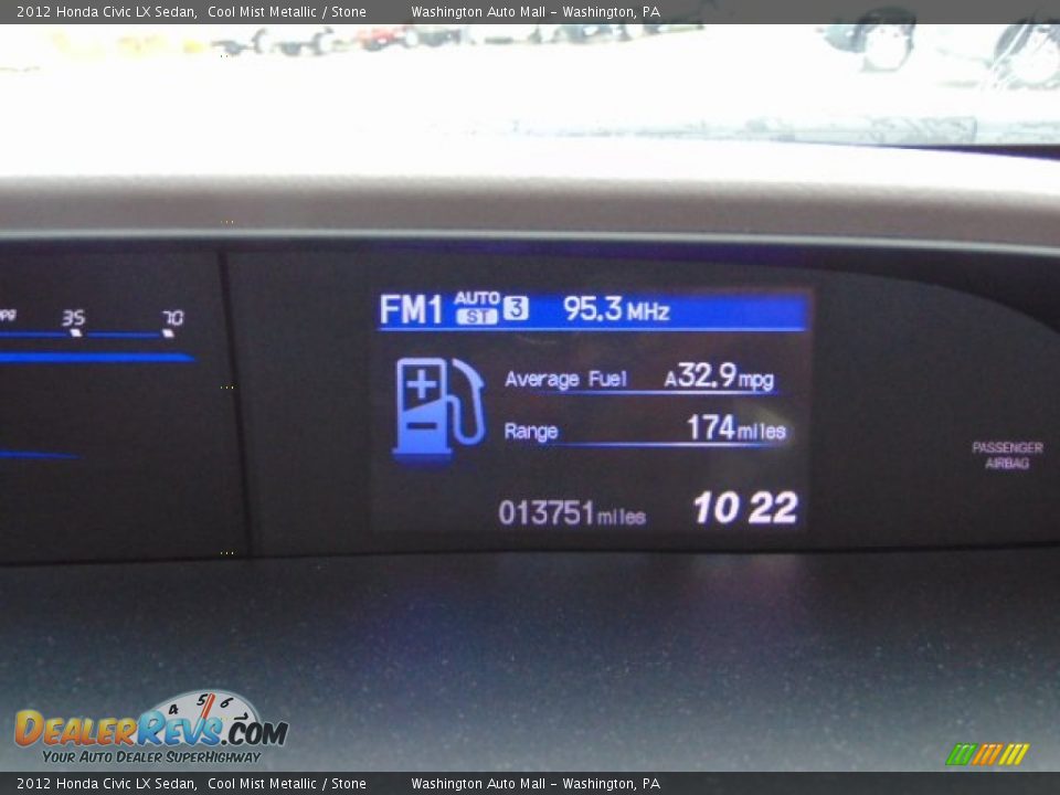 2012 Honda Civic LX Sedan Cool Mist Metallic / Stone Photo #20