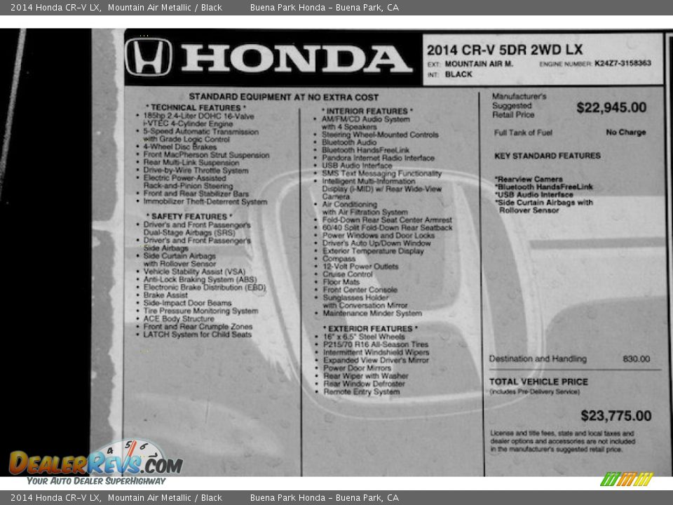 2014 Honda CR-V LX Mountain Air Metallic / Black Photo #19