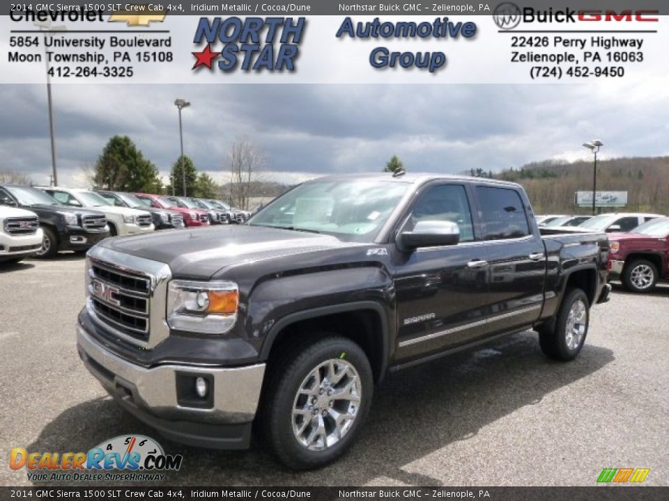 2014 GMC Sierra 1500 SLT Crew Cab 4x4 Iridium Metallic / Cocoa/Dune Photo #1