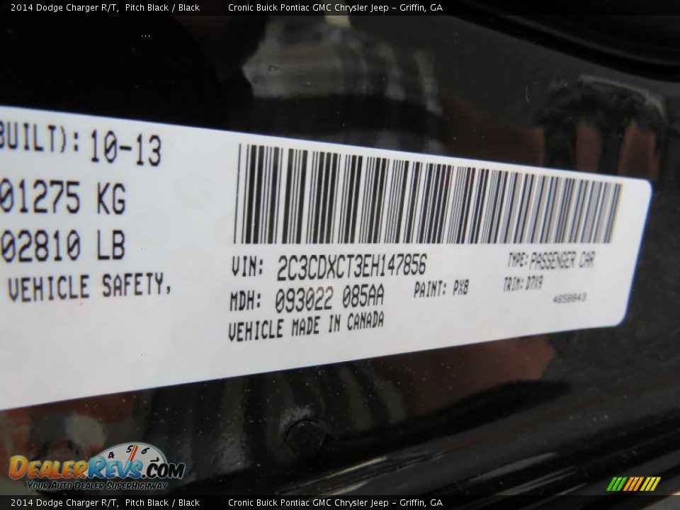 2014 Dodge Charger R/T Pitch Black / Black Photo #19