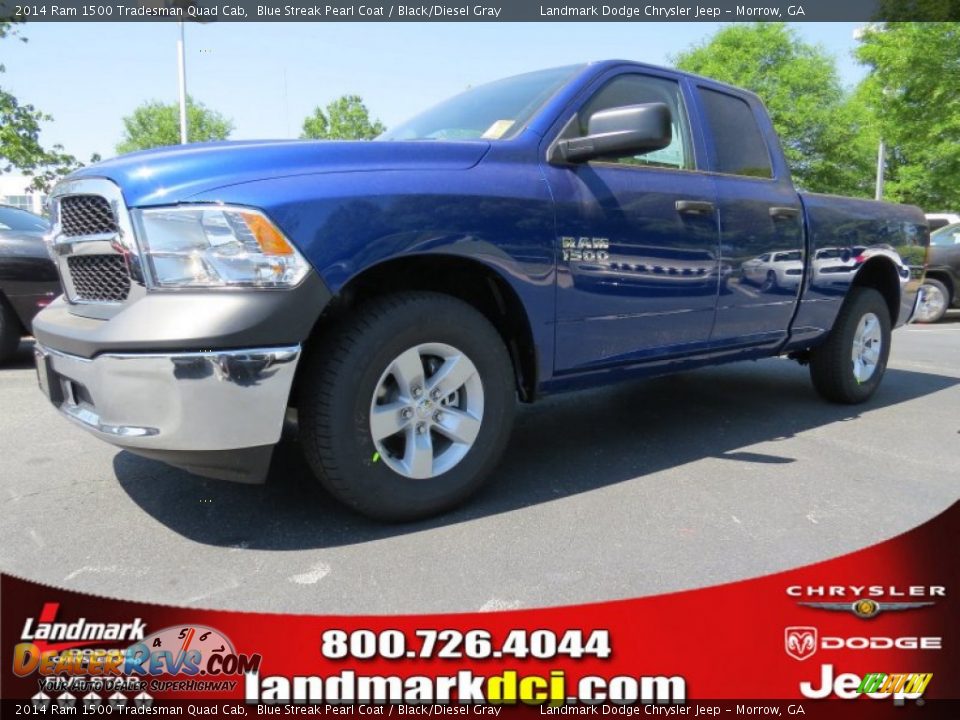 2014 Ram 1500 Tradesman Quad Cab Blue Streak Pearl Coat / Black/Diesel Gray Photo #1