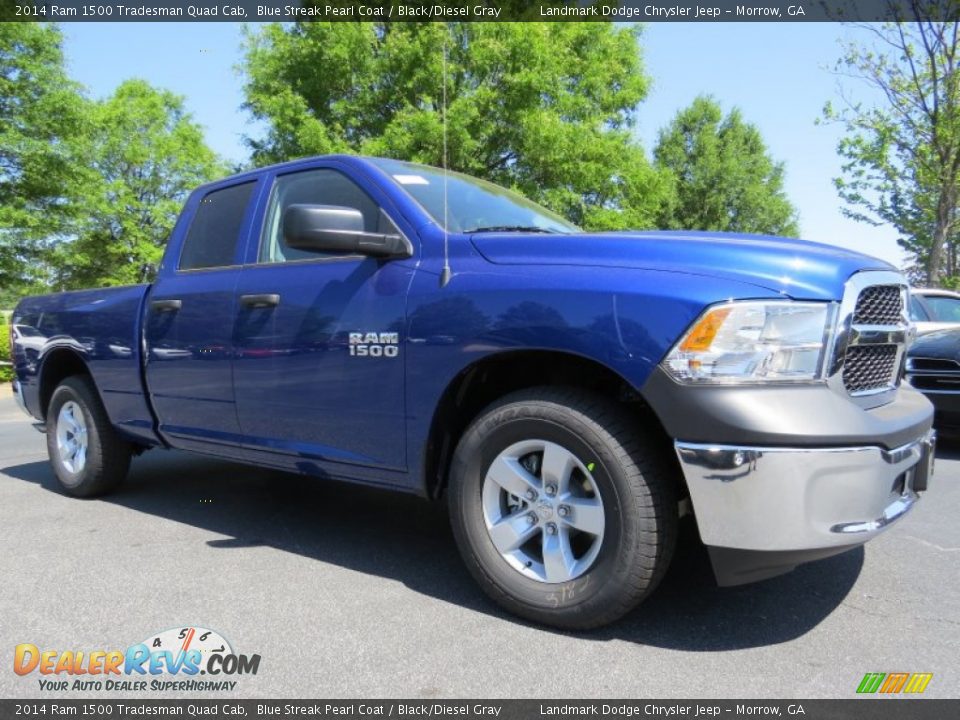 2014 Ram 1500 Tradesman Quad Cab Blue Streak Pearl Coat / Black/Diesel Gray Photo #4