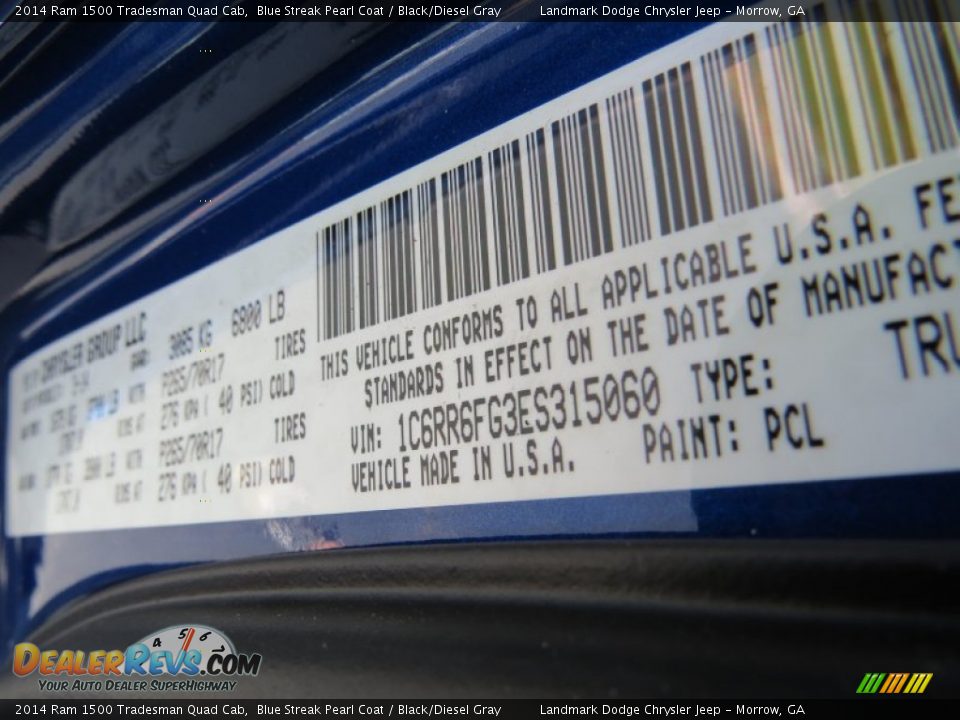 2014 Ram 1500 Tradesman Quad Cab Blue Streak Pearl Coat / Black/Diesel Gray Photo #10
