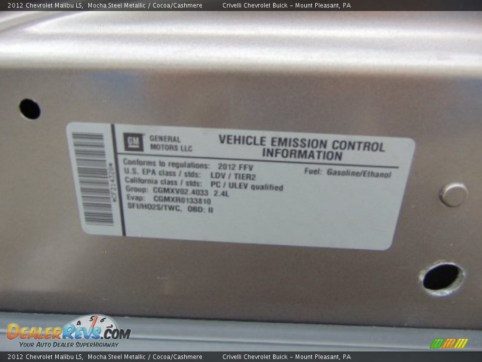 2012 Chevrolet Malibu LS Mocha Steel Metallic / Cocoa/Cashmere Photo #11