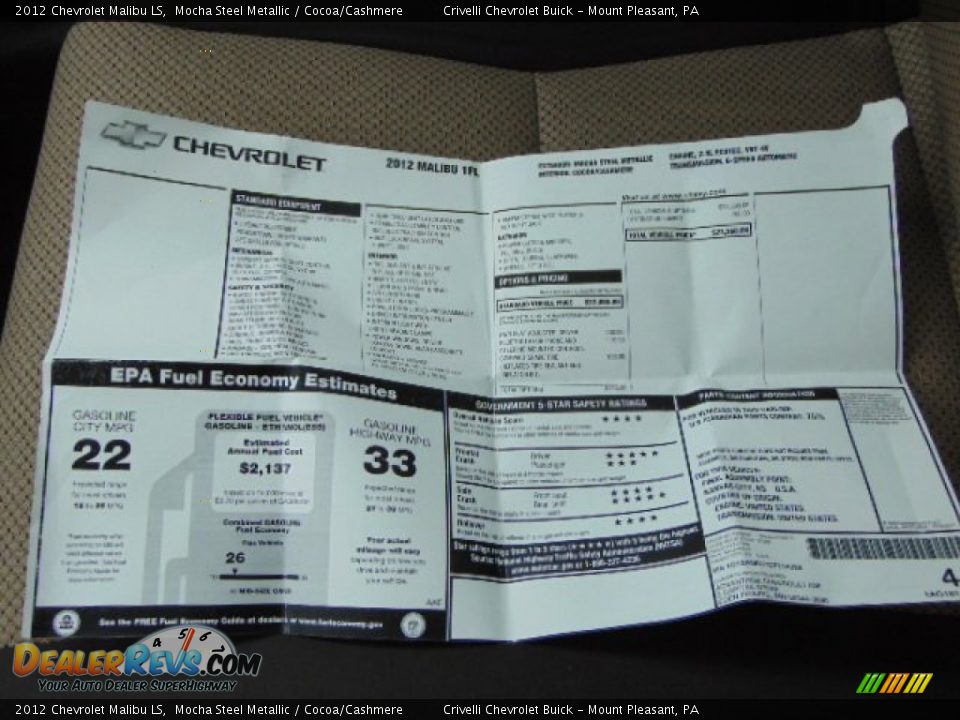 2012 Chevrolet Malibu LS Mocha Steel Metallic / Cocoa/Cashmere Photo #27