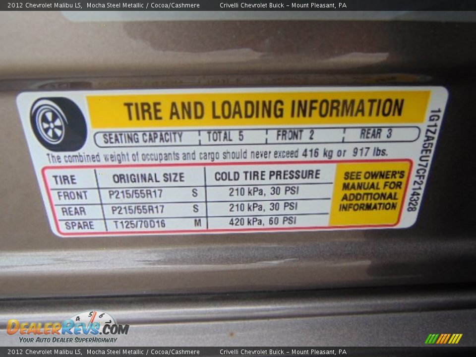 2012 Chevrolet Malibu LS Mocha Steel Metallic / Cocoa/Cashmere Photo #28