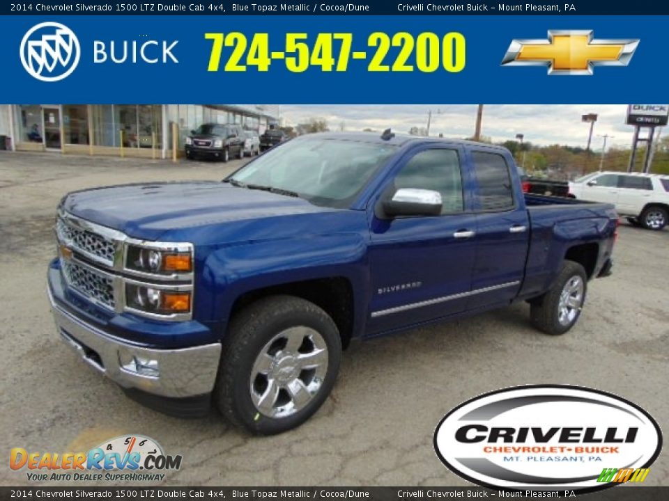2014 Chevrolet Silverado 1500 LTZ Double Cab 4x4 Blue Topaz Metallic / Cocoa/Dune Photo #1