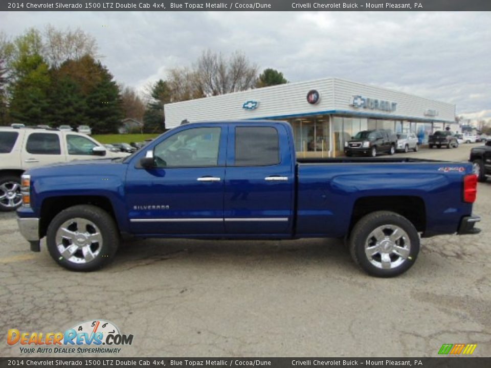 2014 Chevrolet Silverado 1500 LTZ Double Cab 4x4 Blue Topaz Metallic / Cocoa/Dune Photo #2