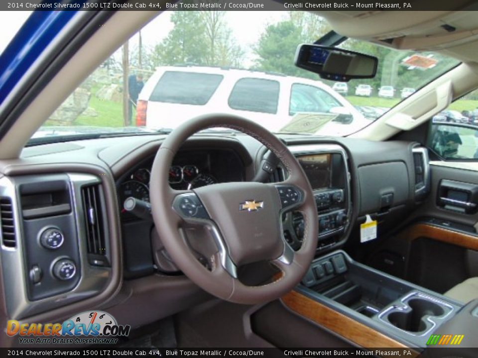 2014 Chevrolet Silverado 1500 LTZ Double Cab 4x4 Blue Topaz Metallic / Cocoa/Dune Photo #11