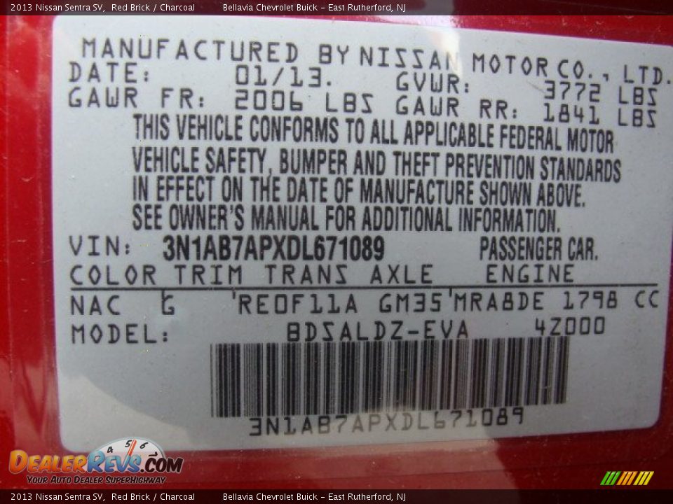 2013 Nissan Sentra SV Red Brick / Charcoal Photo #15