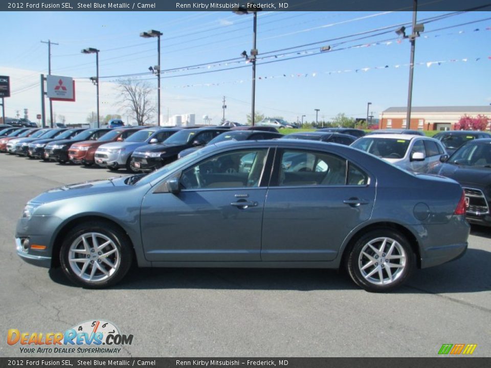 2012 Ford Fusion SEL Steel Blue Metallic / Camel Photo #4