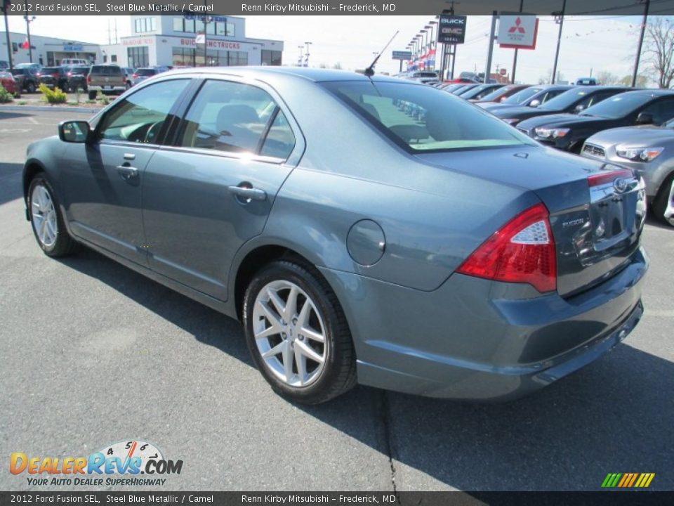 2012 Ford Fusion SEL Steel Blue Metallic / Camel Photo #5